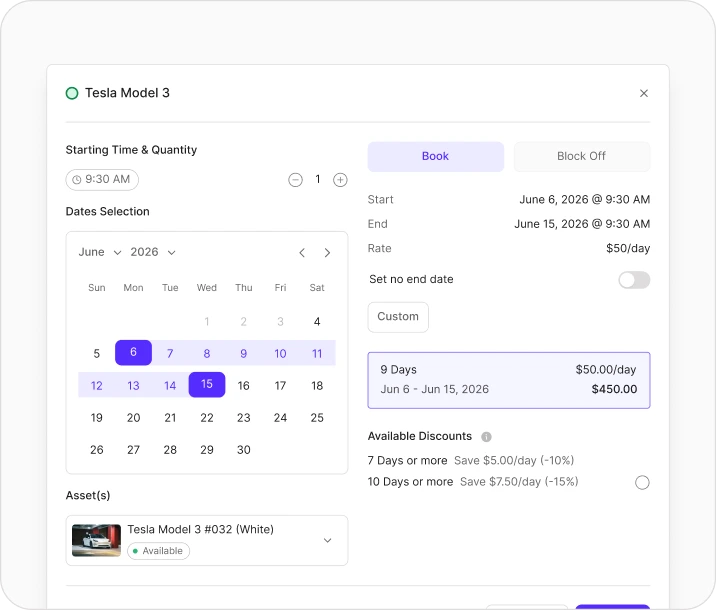 Creating a rental booking in Valara in a few clicks