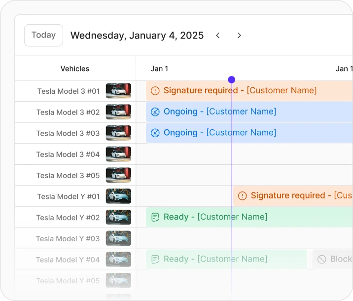 Valara fleet availability calendar view