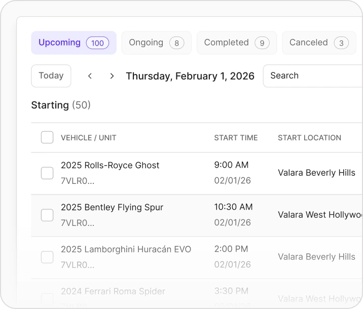 Valara daily manifest of pickups and returns