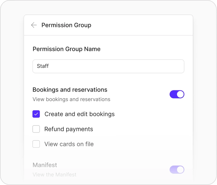 Staff roles and permissions in Valara
